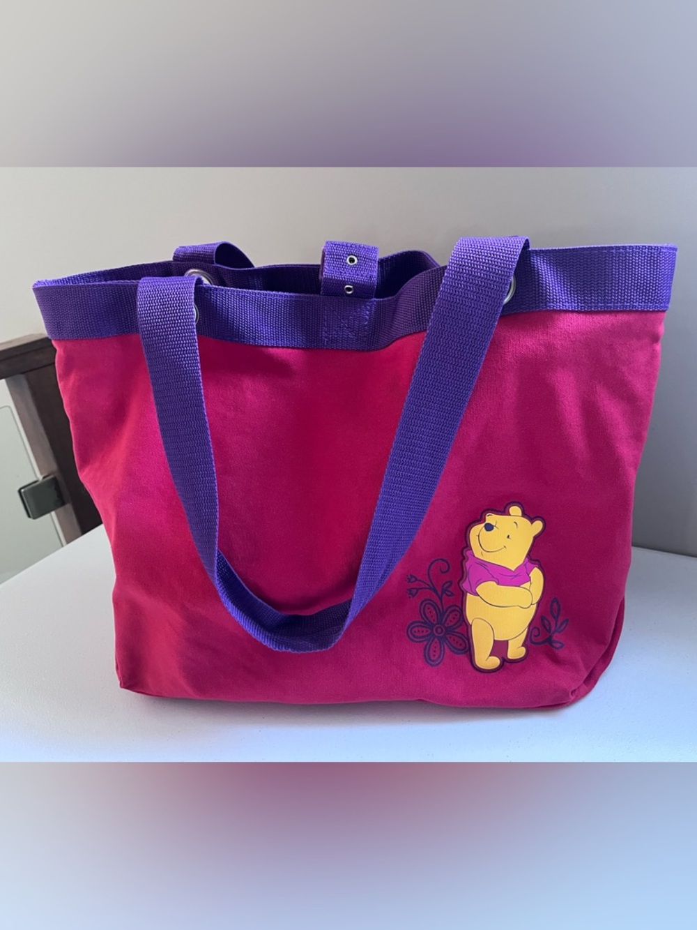 Vintage Y2K Disney Winnie the Pooh Red & Purple Tote Bag Y2K Travel Tote Bag